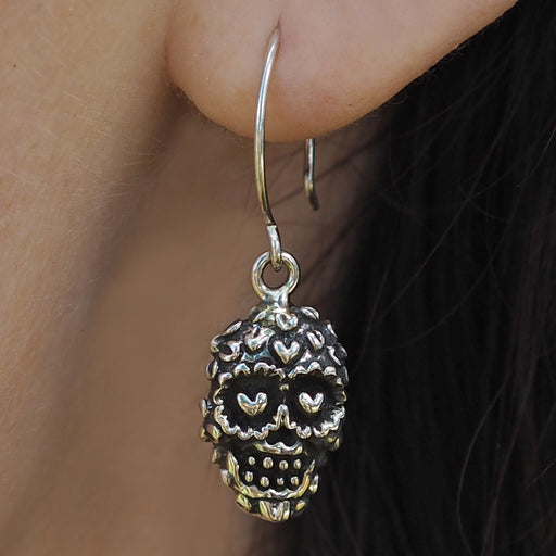 Catrina Skull Sterling Silver Drop Earrings