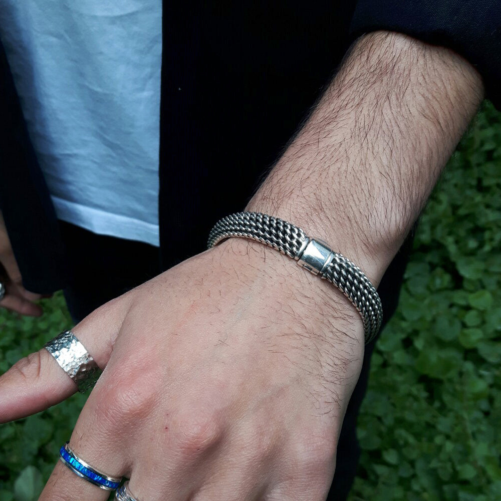 Figaro Mesh 22cm Clasp Bracelet