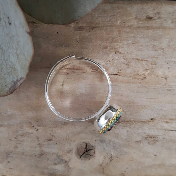 Allegra Round Antique Mini Adjustable Ring