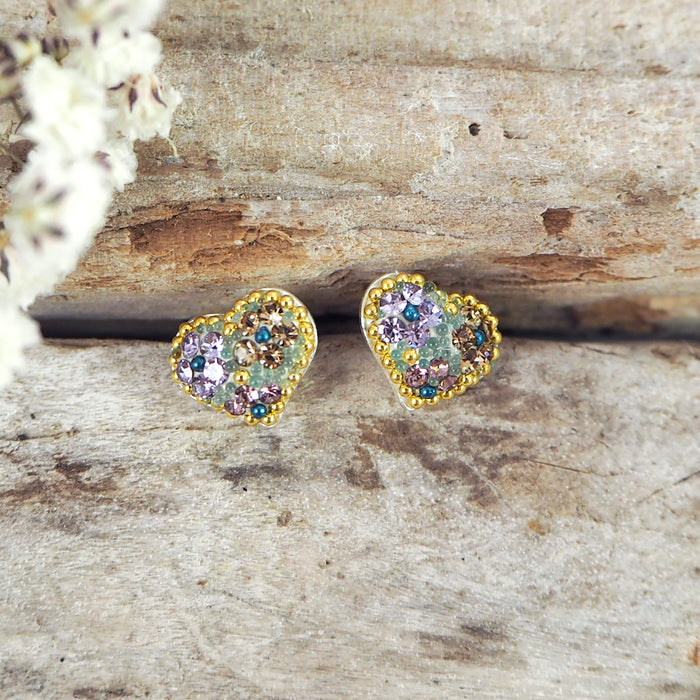 Allegra Heart Tutti Frutti Antique Studs