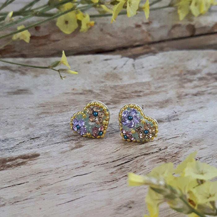 Allegra Heart Tutti Frutti Antique Studs