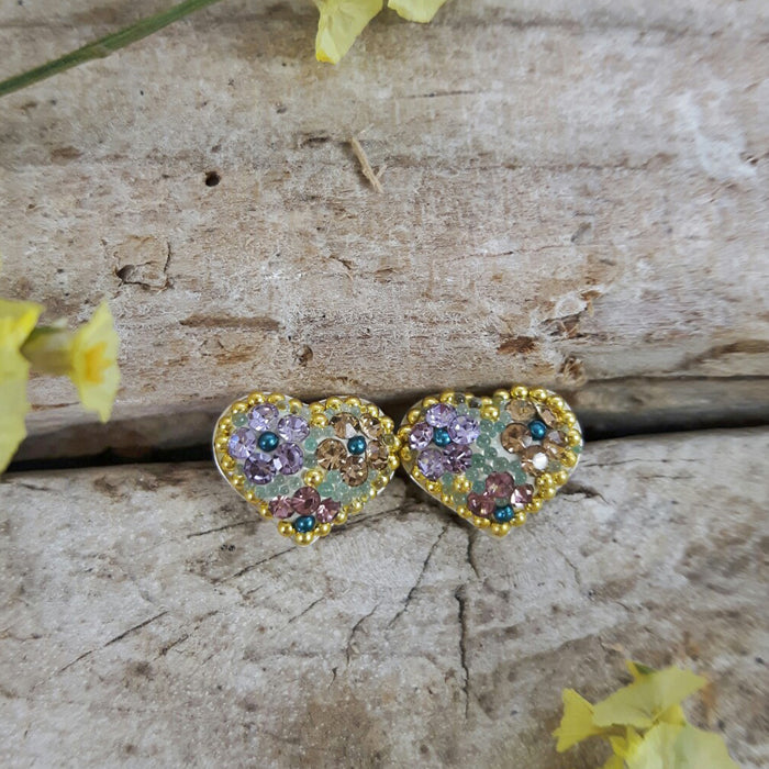 Allegra Heart Tutti Frutti Antique Studs