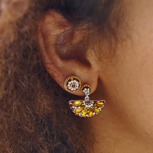 Allegra Crescent Berry Daisy Amber Earrings