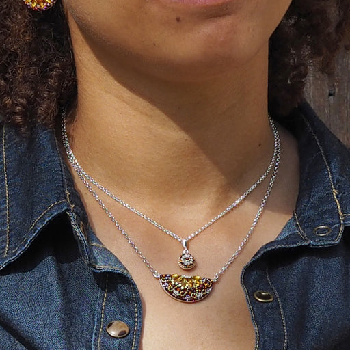Allegra Crescent Berry Daisy Amber Necklace