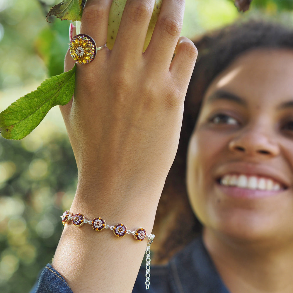Allegra Round Berry Daisy Bracelet