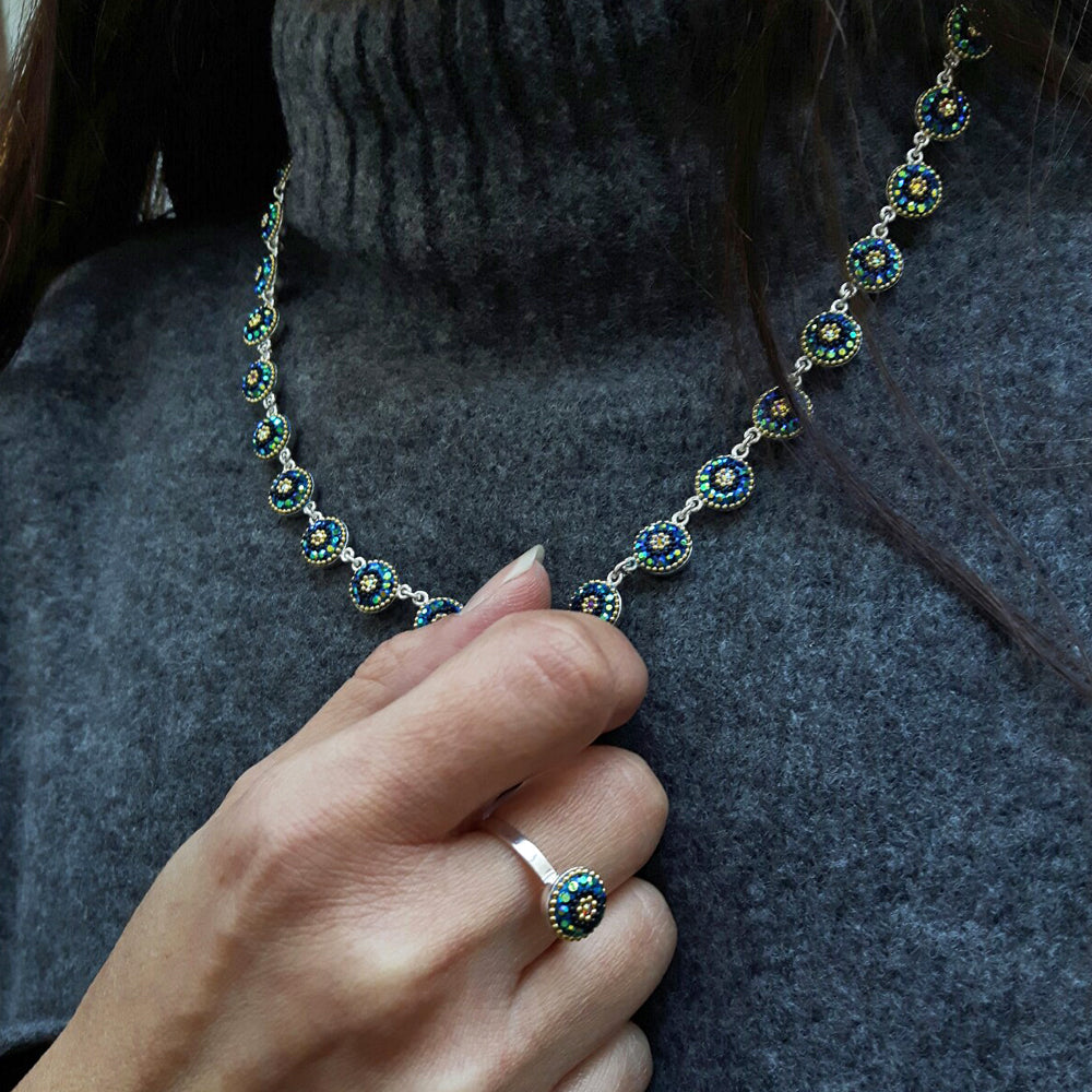 Allegra Round Iridescent Mini Adjustable Ring