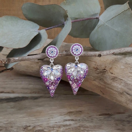 Allegra Lilac Dream Heart Double Drop Earrings