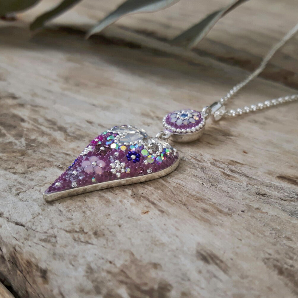 Allegra Lilac Dream Double Drop Heart Pendant