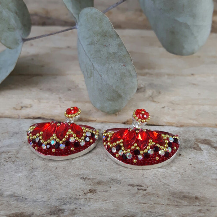 Allegra Crescent Red Earrings