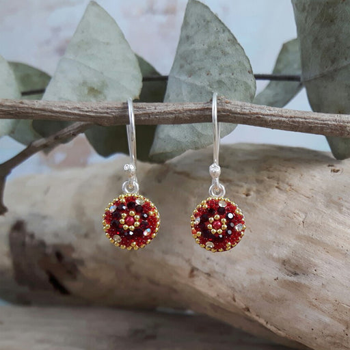 Allegra Red Daisy Drop Earrings