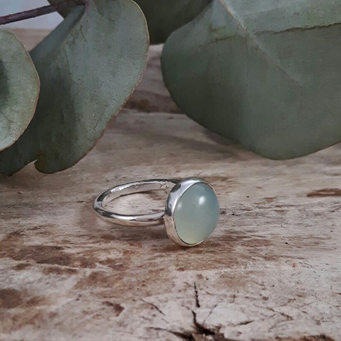 Unisex 92.5 Sea Foam Green Chalcedony Gemstone Silver Ring, 15mm at Rs 850  in Jaipur