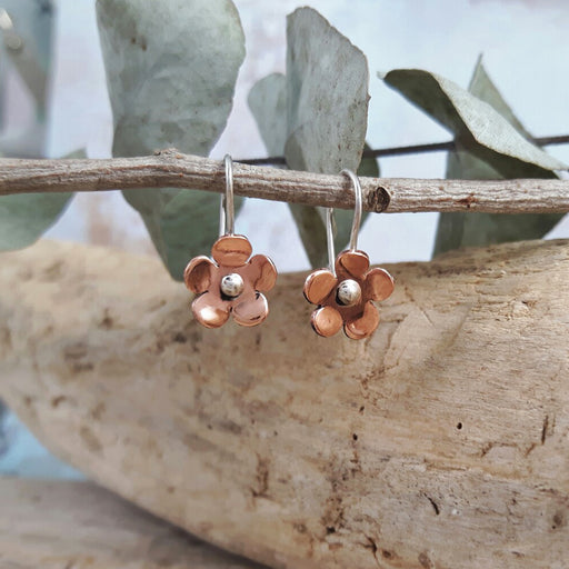 Flora Blossom Copper Flower Drop Earrings