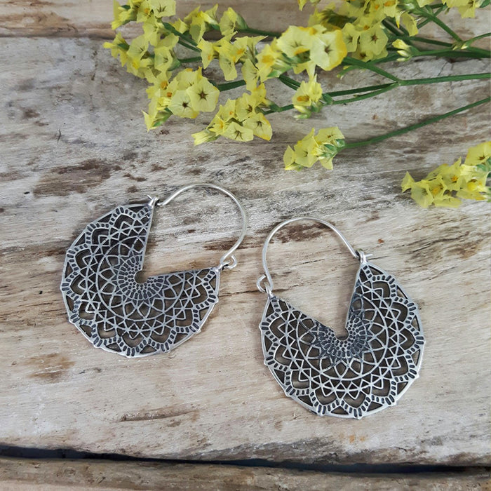 Boho Oxidised Hoop Earrings