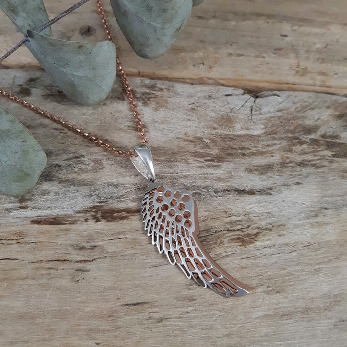 Folded Angel Wings Silver Necklace | Sterling Silver Angel Jewellery