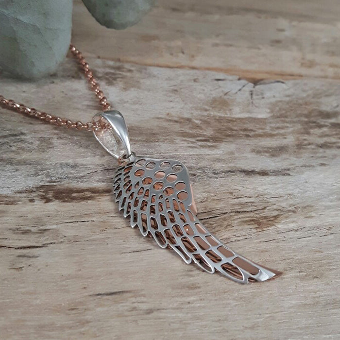 Celtic Angel Wing Silver & Copper Pendant