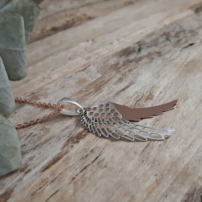 Celtic Angel Wing Silver & Copper Pendant