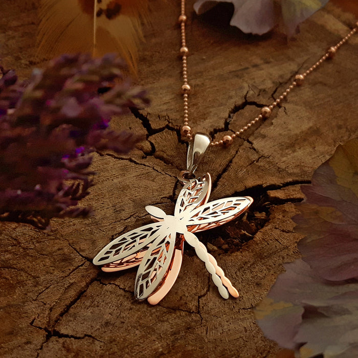 Celtic Dragonfly Silver/Copper Pendant