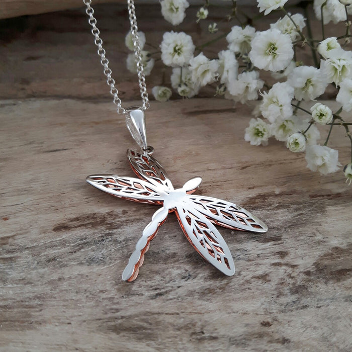 Celtic Dragonfly Silver/Copper Pendant