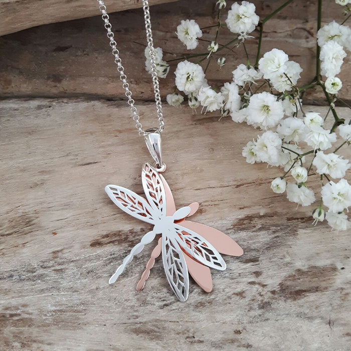 Celtic Dragonfly Silver/Copper Pendant