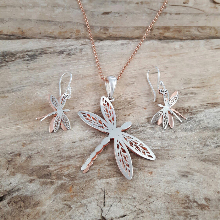 Celtic Dragonfly Silver/Copper Pendant