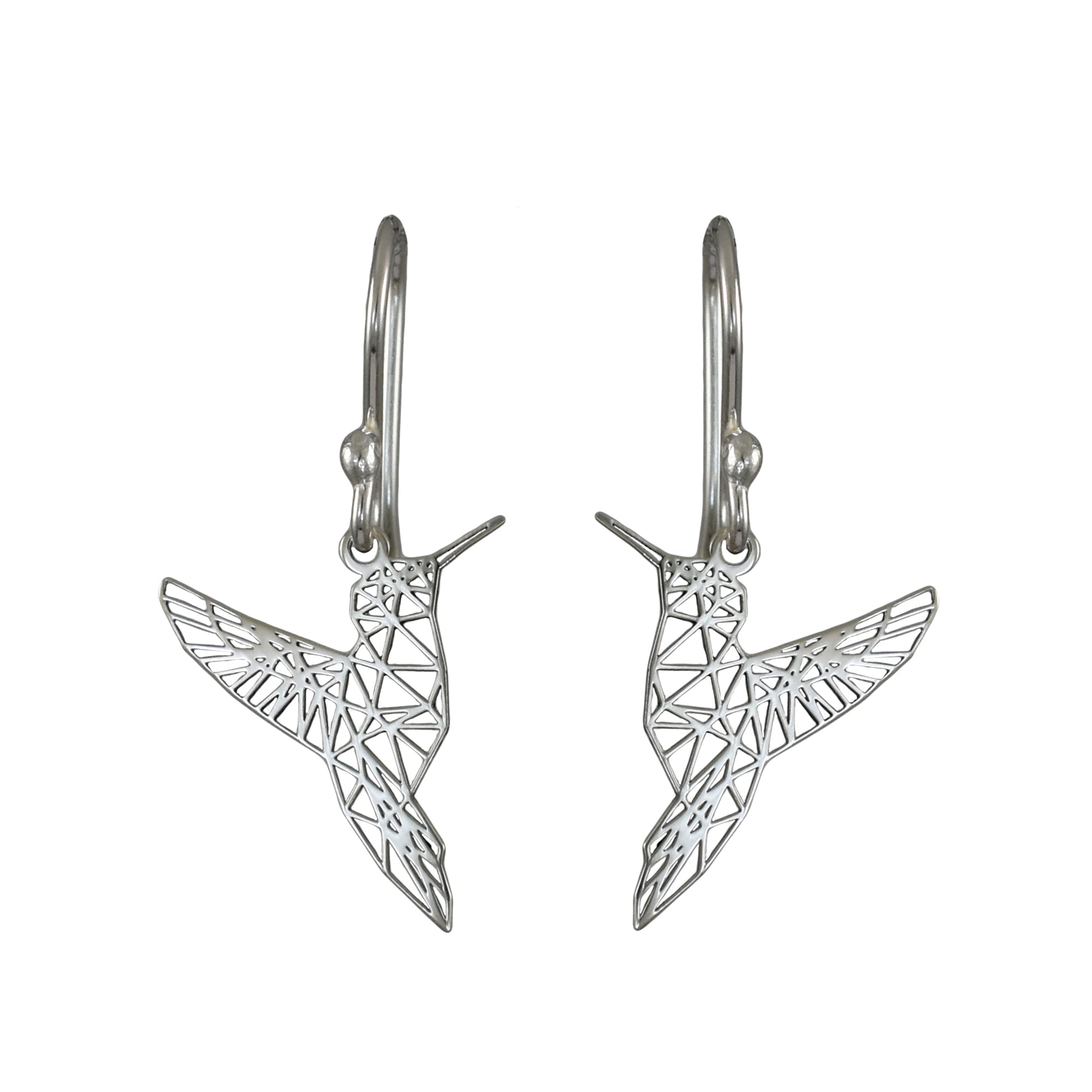 Celtic Silver Hummingbird Drop Earrings