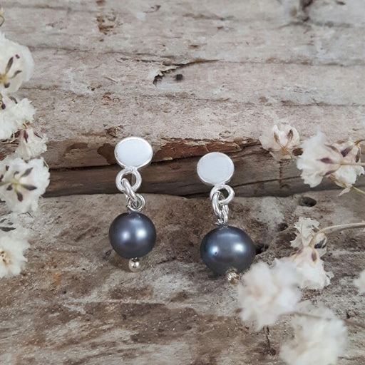 Clarissa Grey Peacock Pearl Stud Earring