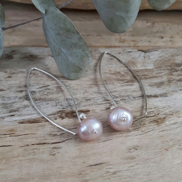 Classic Large Pink Pearl Drop Earrings