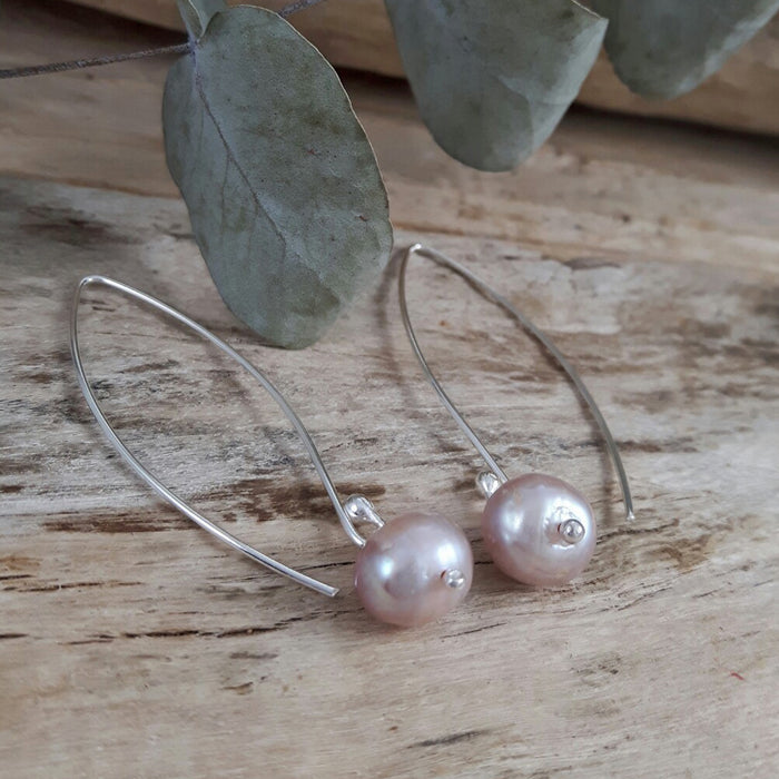 Classic Large Pink Pearl Drop Earrings