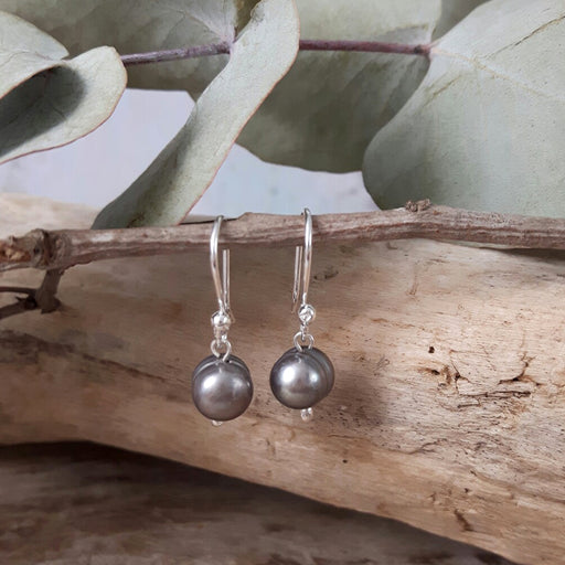 Classic Small Grey Pearl Drop Earrings