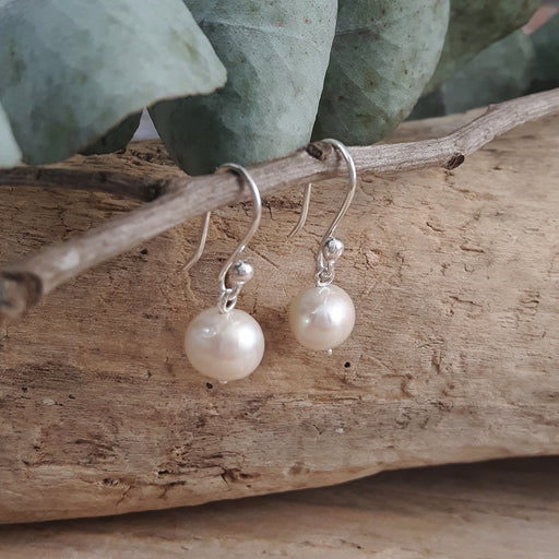 Classic Small White Pearl Drop Earrings