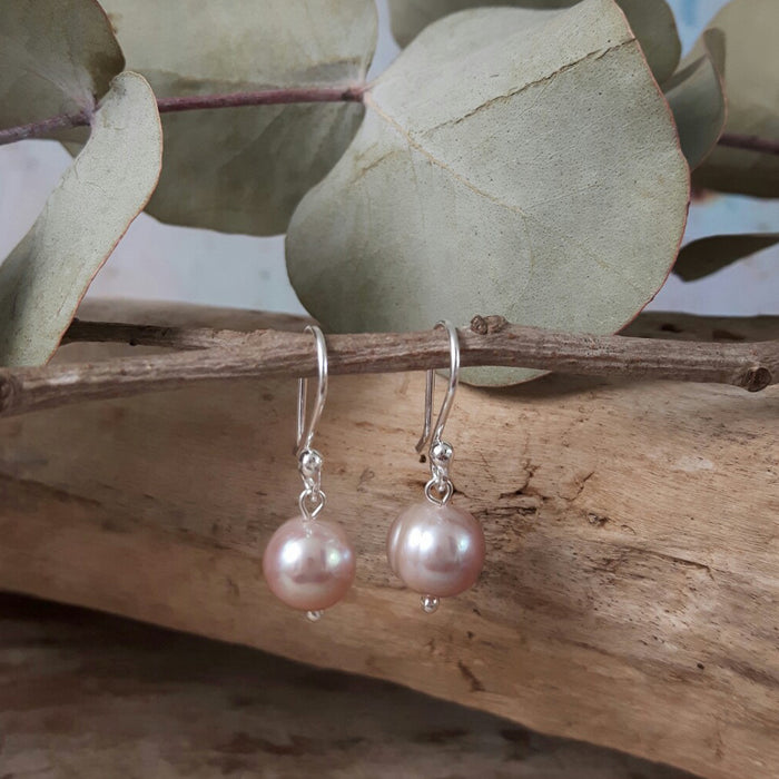 Classic Small Pink Pearl Drop Earrings