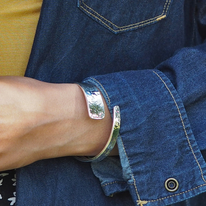 Buy Triply Band Hammered Silver Cuff Bracelet 925 Sterling Silver Size 7  Online in India - Etsy