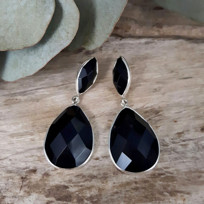 Onyx teardrop earrings sale