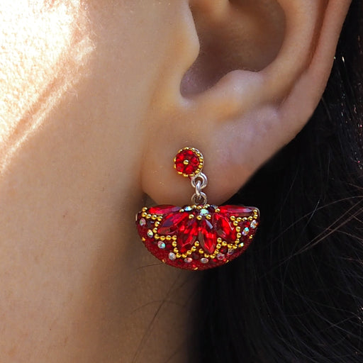 Allegra Crescent Red Earrings