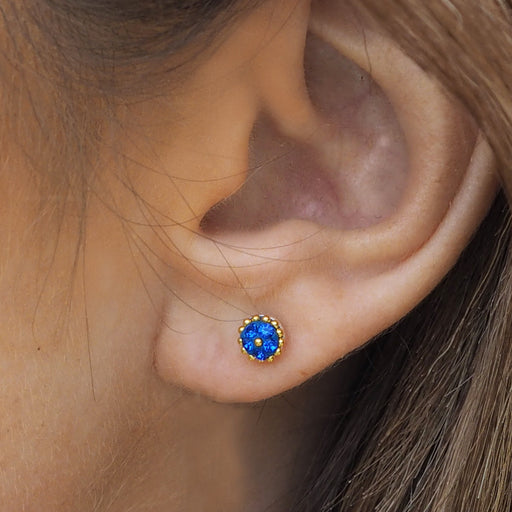 Allegra Blue Tiny Stud Earrings