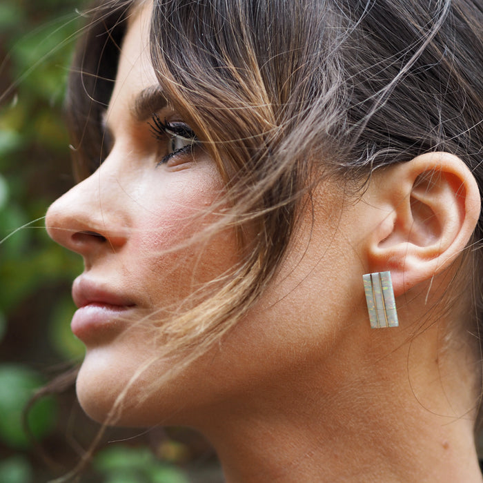 Flinder Nouveau White Stud Earrings