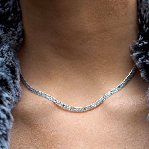 Star Snake Chain 40cm Medium Silver Necklace