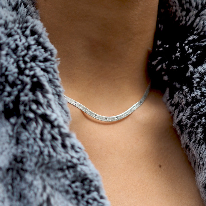 Star Snake Chain 40cm Medium Silver Necklace