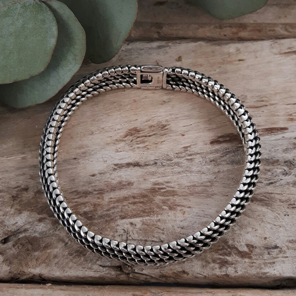 Figaro Mesh 22cm Clasp Bracelet