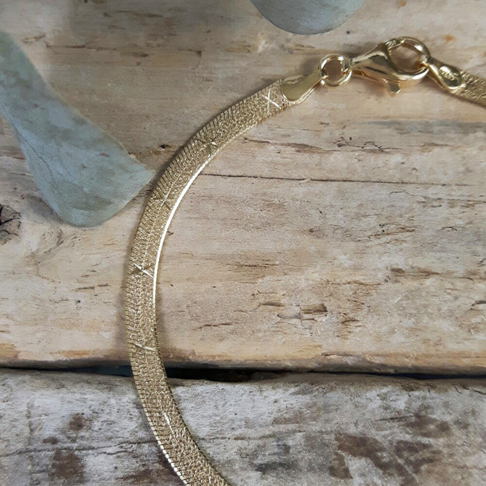Star Snake Chain 18.5cm Medium Gold Bracelet