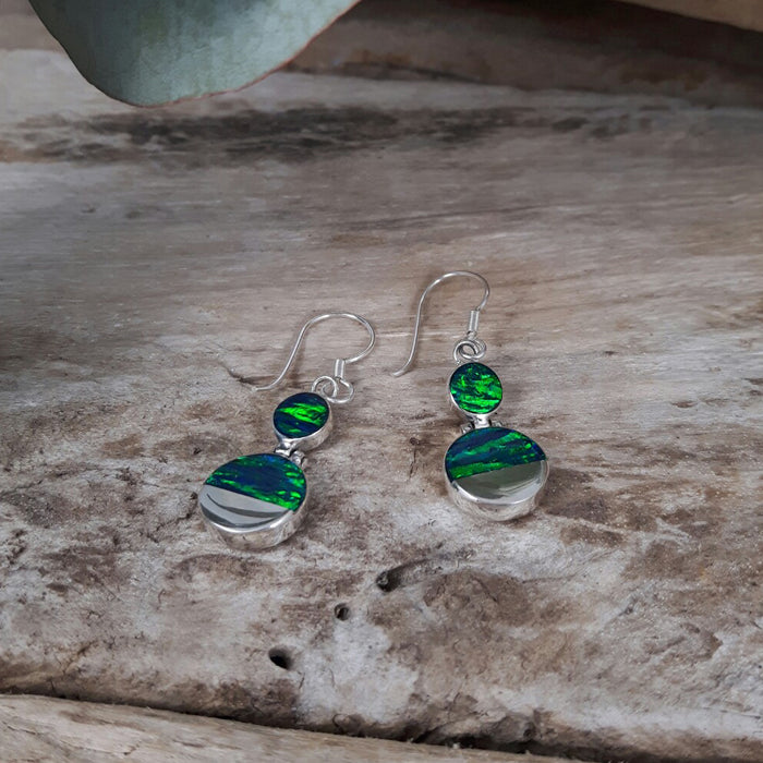 Flinder Emerald Double Dotty Drop Earrings