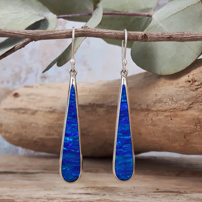 Flinder Blue Long Drop Earrings