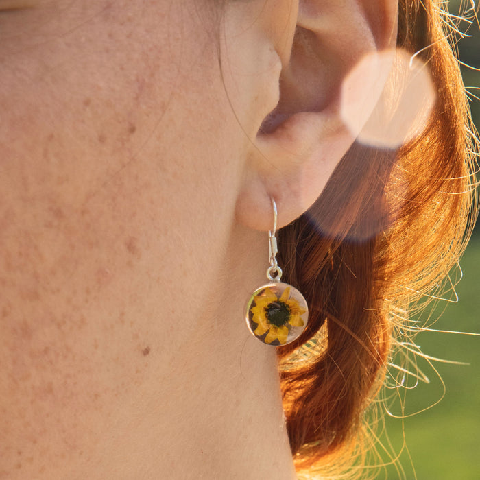 Flores Sunflower Round Drop Earrings