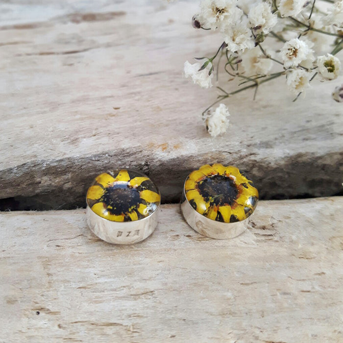 Flores Sunflower Round Small Stud Earrings
