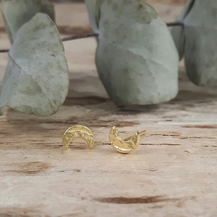 Foresta Tiny Moon Gold Stud Earrings
