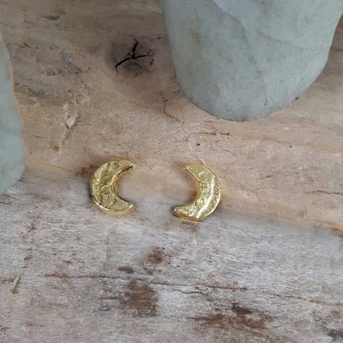 Foresta Tiny Moon Gold Stud Earrings