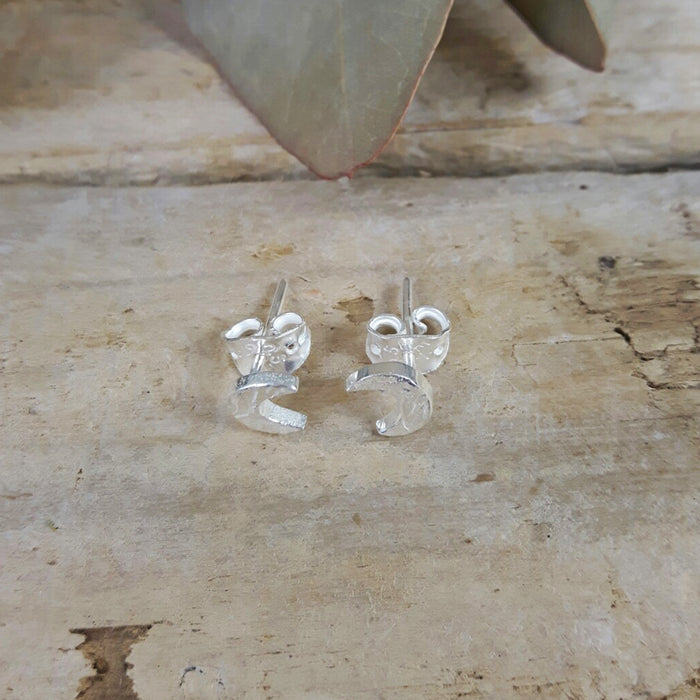 Foresta Tiny Moon Silver Stud Earrings