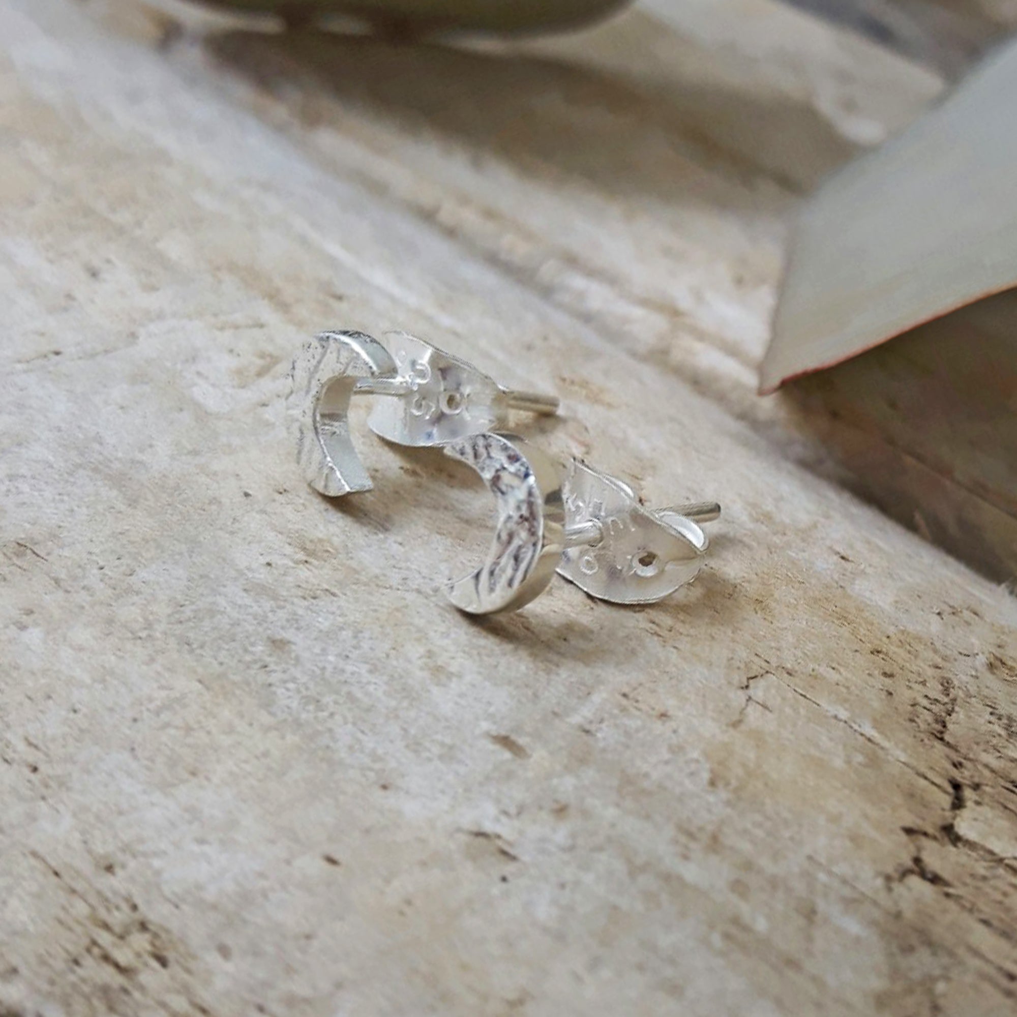 Foresta Tiny Moon Silver Stud Earrings