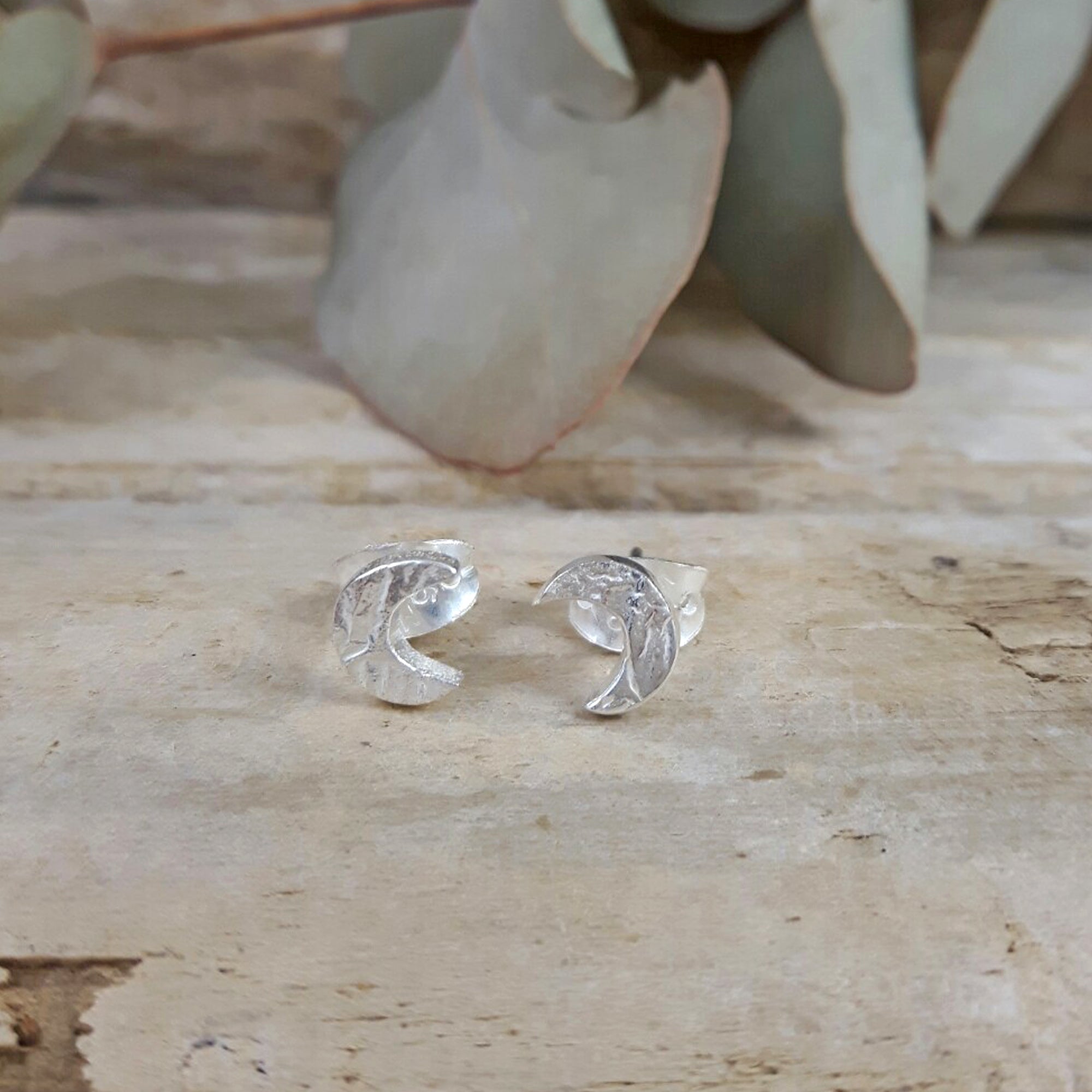 Foresta Tiny Moon Silver Stud Earrings