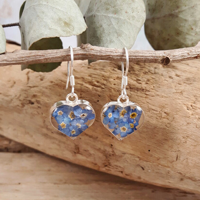 Flores Forget-Me-Not Heart Drop Earrings